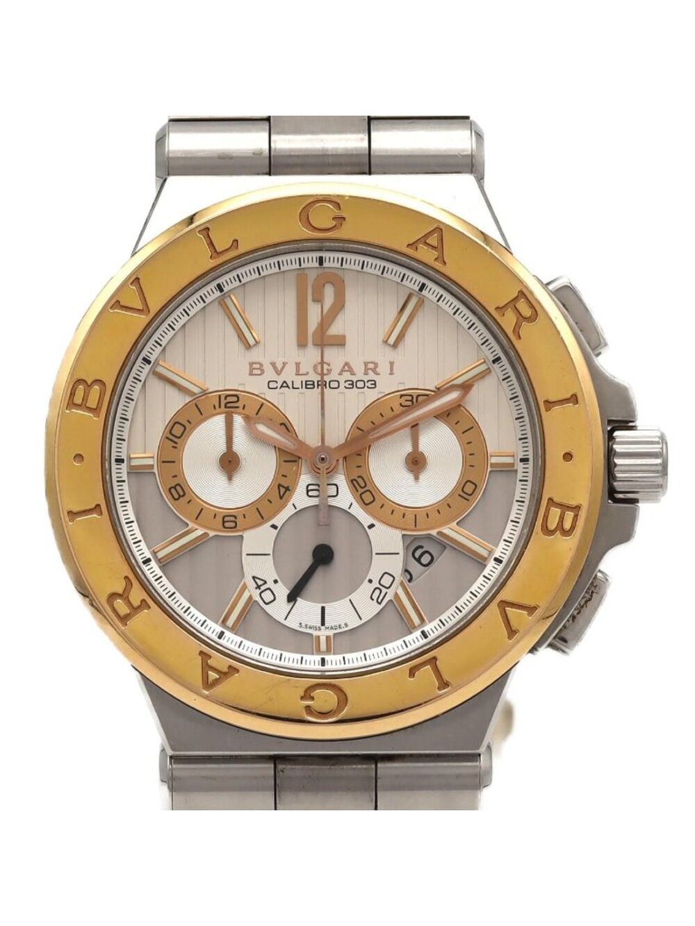 Bvlgari Bulgari Diagono Caribullo 303 PG Stainless Steel Pink Gold Automatic